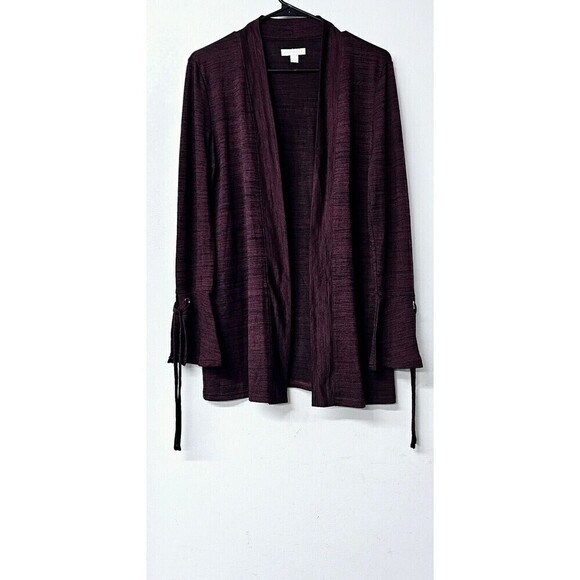 CHARTER CLUB Wine Red Black Long Sleeve Open Front Women Cardigan (S) - Picture 1 of 3